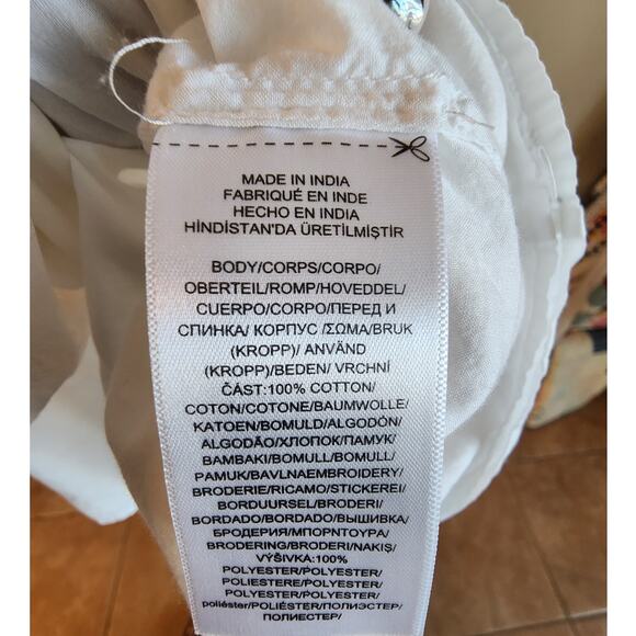 Lauren Ralph Lauren White Peasant Top Women's SZ Large Embroidery Boho - Picture 9 of 11